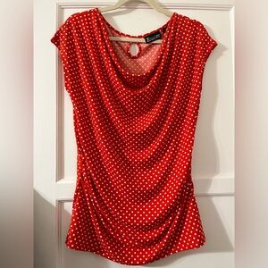 New York & Company Polka Dot Red top